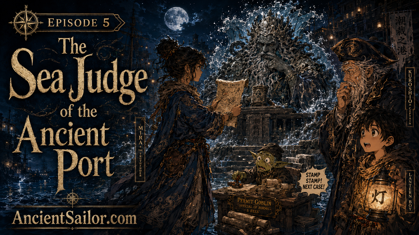 The Sea Judge rises at low tide in an ancient port courtroom